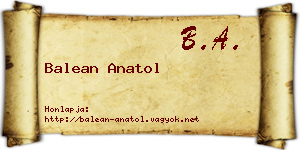Balean Anatol névjegykártya